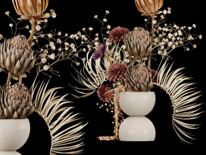 Dried Flowers in Vase 3D Model