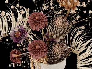 Dried Flowers in Vase 3D Model