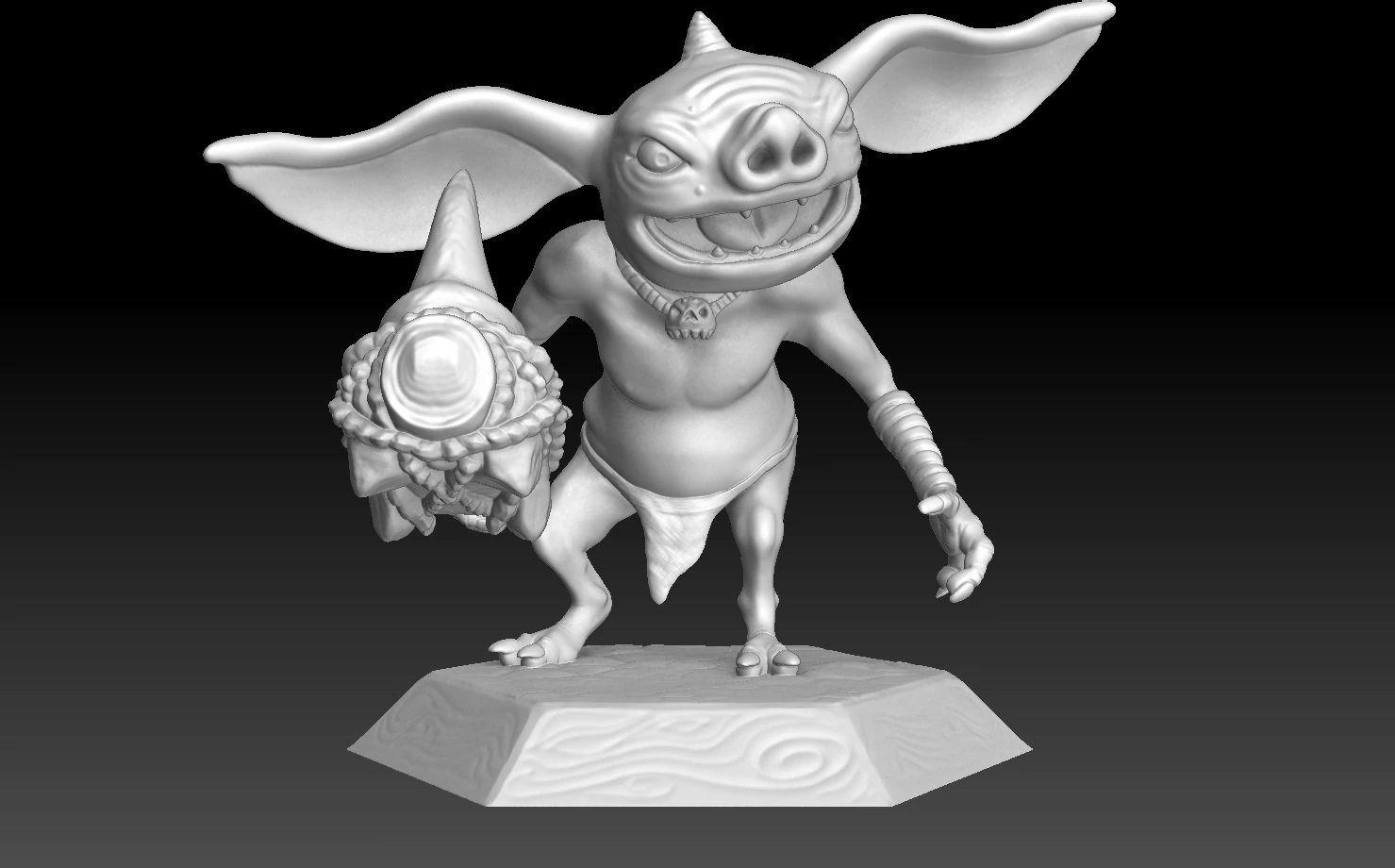the legend of zelda bokoblin with dragonbone club 3D Print Model .c4d .max .obj .3ds .fbx .stl .blend
