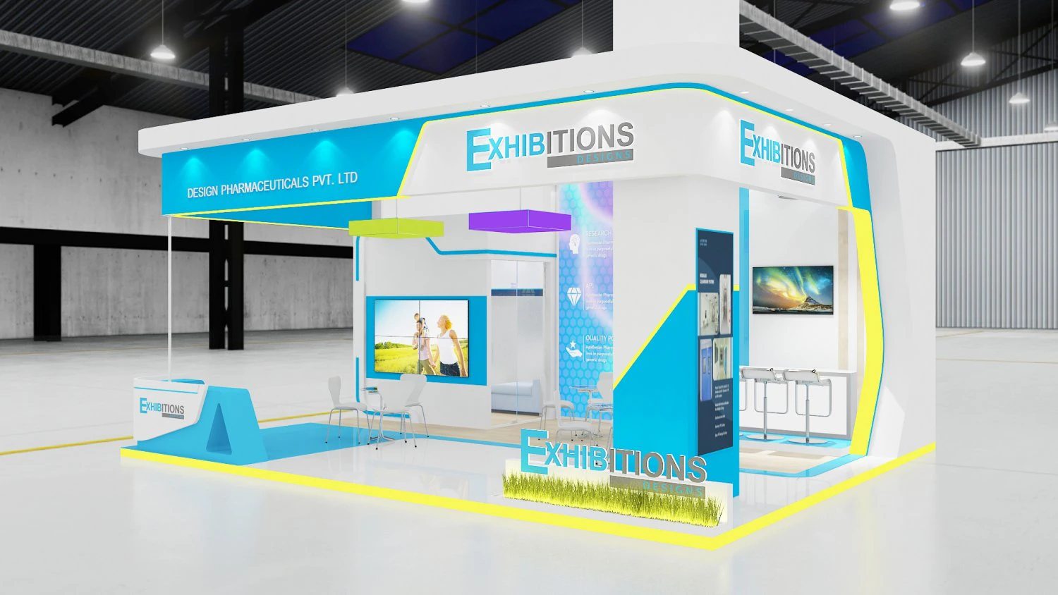 exhibition stand 3 side open 3D Model .c4d .max .obj .3ds .fbx .stl .blend 
