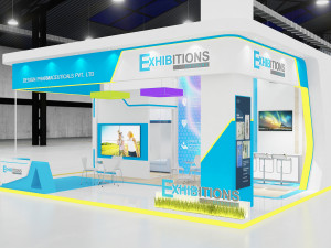exhibition stand 3 side open Model 3D