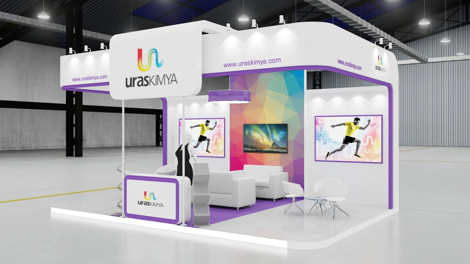 exhibition stand 3 side open two options 3D Model .c4d .max .obj .3ds .fbx .stl .blend