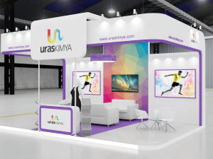 estande de exposi&ccedil;&atilde;o 3 lados abertos duas op&ccedil;&otilde;es Modelo 3D