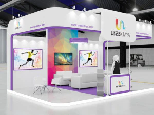 exhibition stand 3 side open two options 3D Model