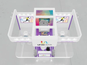 exhibition stand 3 side open two options 3D Model