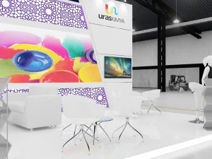 exhibition stand 3 side open two options 3D Model
