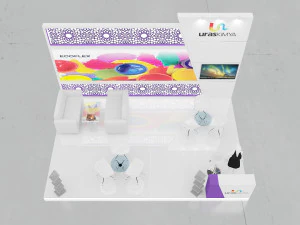 exhibition stand 3 side open two options 3D Model