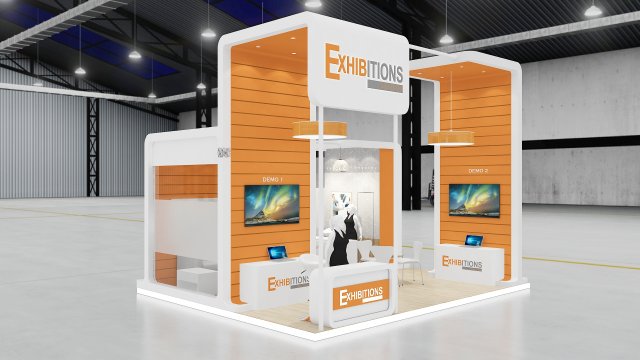 exhibition stand 4 side open 3D Model .c4d .max .obj .3ds .fbx .stl .blend