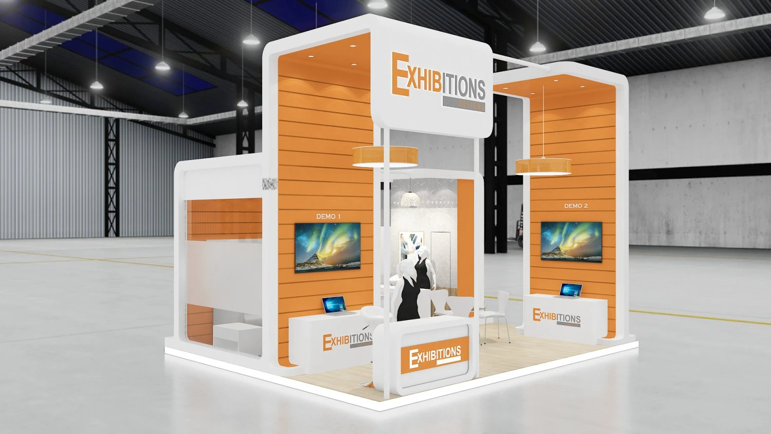 exhibition stand 4 side open 3D Model .c4d .max .obj .3ds .fbx .stl .blend 