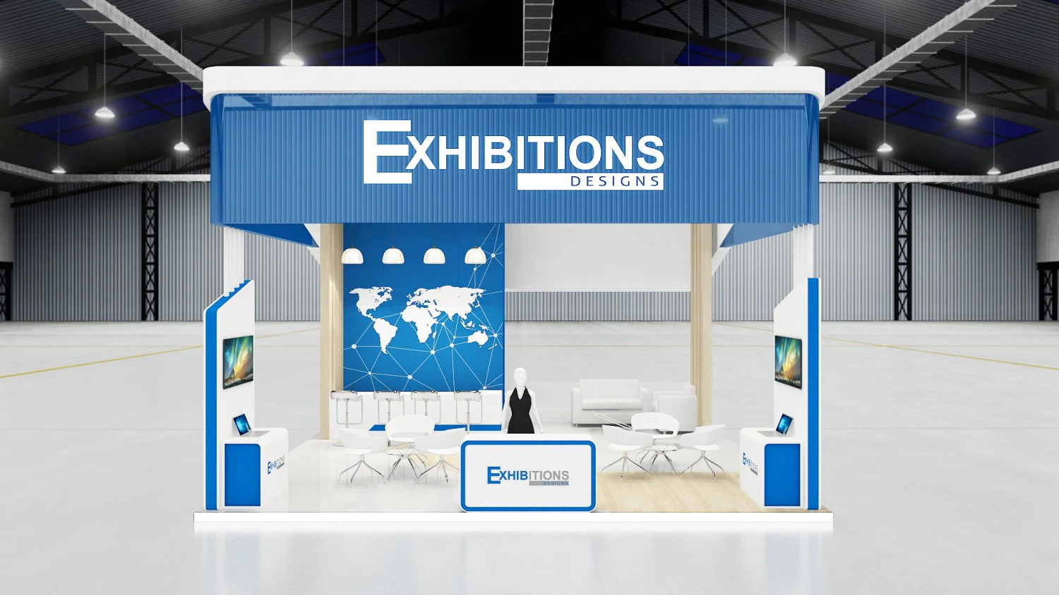 exhibition stand island 3D Model .c4d .max .obj .3ds .fbx .stl .blend 