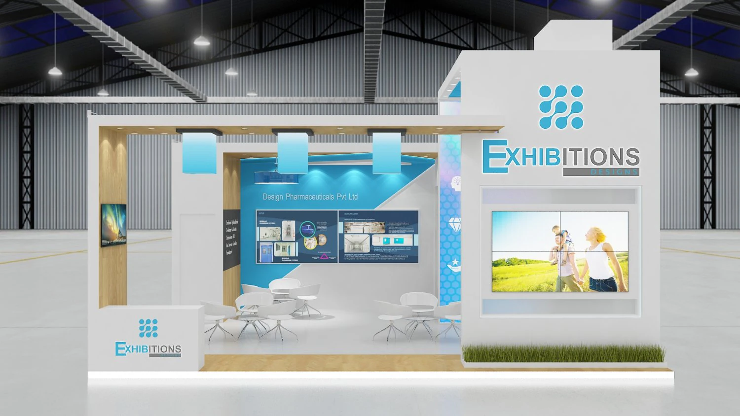 exhibition stand 3 side open 3D Model .c4d .max .obj .3ds .fbx .stl .blend 
