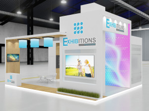 exhibition stand 3 side open 3D Model