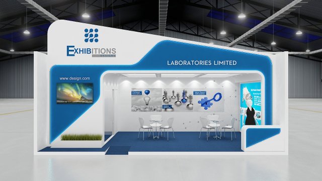exhibition stand one sides open stall 3D Modell .c4d .max .obj .3ds .fbx .stl .blend