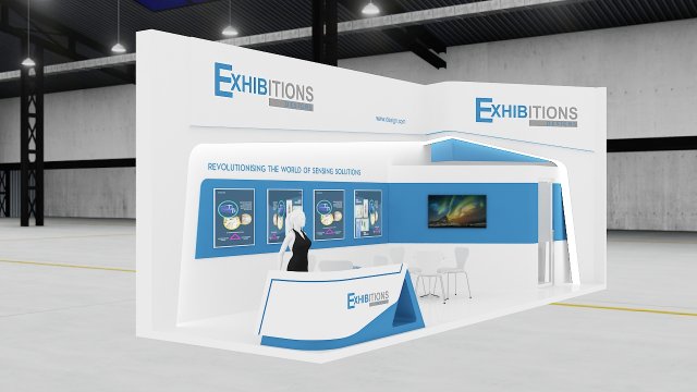 exhibition stand two sides open stall 3D 모델 .c4d .max .obj .3ds .fbx .stl .blend