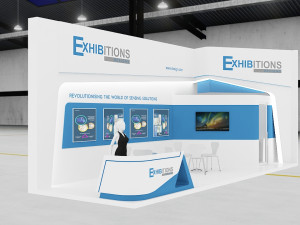 exhibition stand two sides open stall Model 3D
