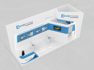 exhibition stand two sides open stall 3D 모델