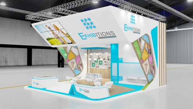 exhibition stand three sides open stall 3D 模型 .c4d .max .obj .3ds .fbx .stl .blend 