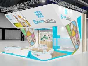 exhibition stand three sides open stall 3D मॉडल