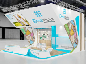 estande de exposi&ccedil;&atilde;o tr&ecirc;s lados tenda aberta Modelo 3D