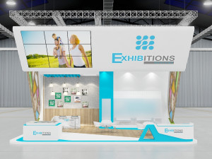 exhibition stand three sides open stall 3D 模型