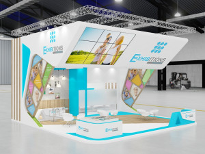exhibition stand three sides open stall 3D 模型