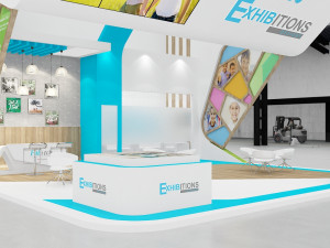 exhibition stand three sides open stall 3D 模型