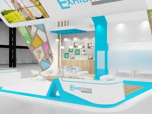 exhibition stand three sides open stall 3D 模型