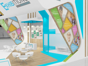 exhibition stand three sides open stall 3D 模型