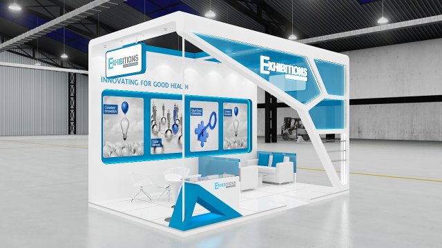 exhibition stand two sides open stall 3D Model .c4d .max .obj .3ds .fbx .stl .blend 