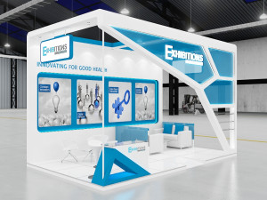 exhibition stand two sides open stall 3Dモデル