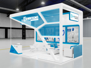 exhibition stand two sides open stall 3D Model