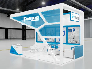 exhibition stand two sides open stall 3D Model