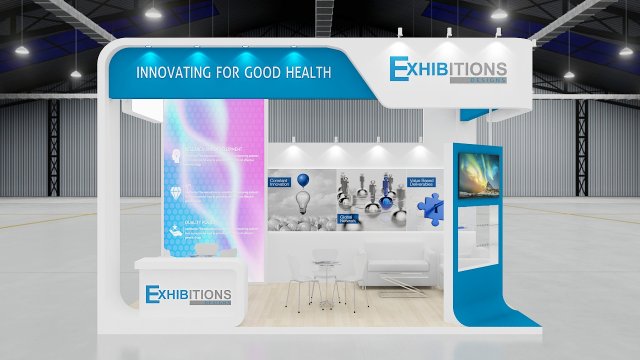 exhibition stand three sides open stall 3D 模型 .c4d .max .obj .3ds .fbx .stl .blend