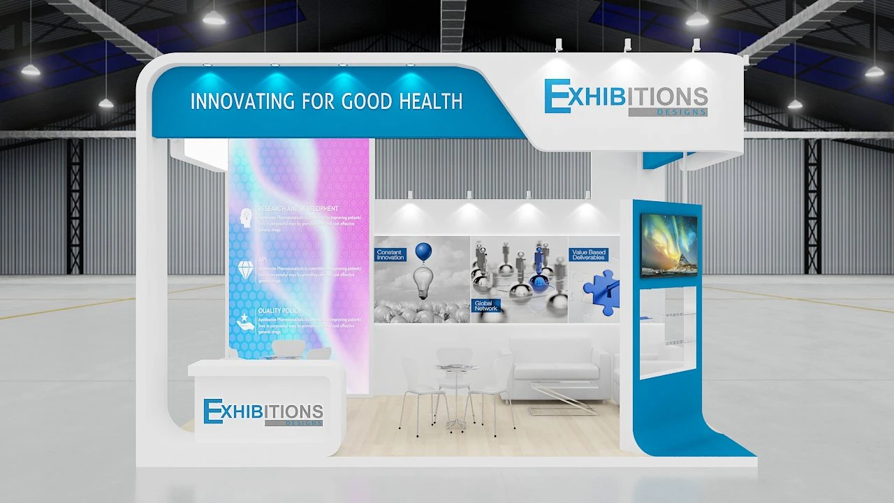 exhibition stand three sides open stall 3D Model .c4d .max .obj .3ds .fbx .stl .blend