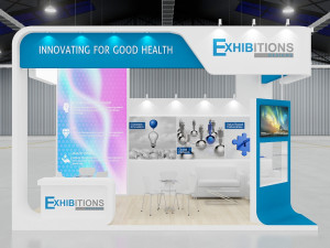 exhibition stand three sides open stall Modelo 3D