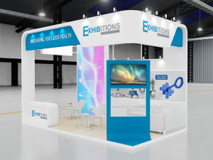 exhibition stand three sides open stall 3D 模型
