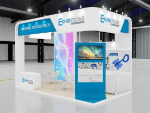 exhibition stand three sides open stall 3D Model