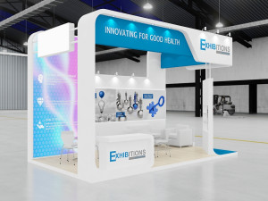 exhibition stand three sides open stall 3D 模型