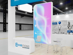 exhibition stand three sides open stall 3D 模型