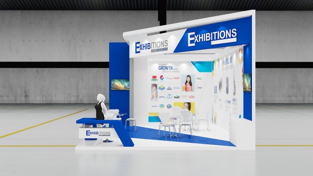 exhibition stand two sides open stall 3D 模型 .c4d .max .obj .3ds .fbx .stl .blend 
