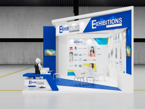 exhibition stand two sides open stall 3D 모델