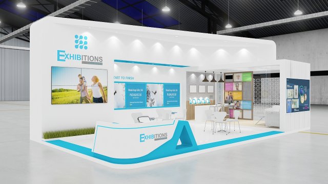 exhibition stand three sides open stall Modelo 3D .c4d .max .obj .3ds .fbx .stl .blend 