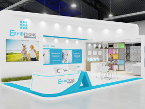 exhibition stand three sides open stall 3D मॉडल