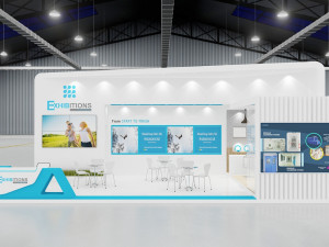 exhibition stand three sides open stall Modelo 3D