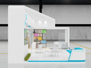 estande de exposi&ccedil;&atilde;o tr&ecirc;s lados tenda aberta Modelo 3D