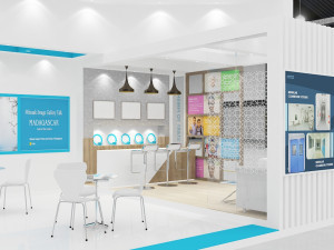 exhibition stand three sides open stall Modelo 3D