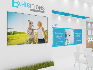 exhibition stand three sides open stall Modelo 3D