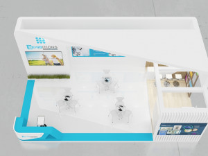 exhibition stand three sides open stall Modelo 3D