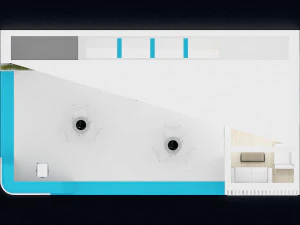 estande de exposi&ccedil;&atilde;o tr&ecirc;s lados tenda aberta Modelo 3D