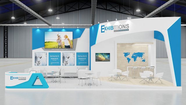 exhibition stand three sides open stall 3D Model .c4d .max .obj .3ds .fbx .stl .blend 